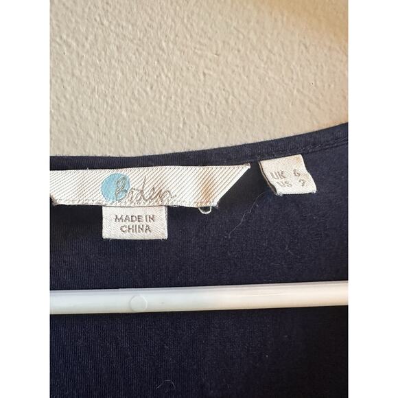 Boden Maxi Dress Size 2 Navy Blue Bell Sleeve V Neck Jersey Knit Tiered Ruffle - Picture 4 of 14